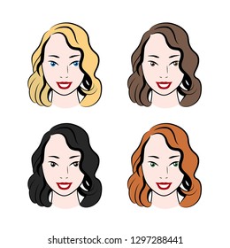 Womеn's smiling faces different color