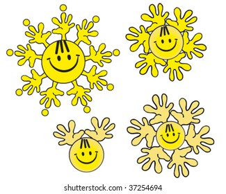 smiling faces with hands design vector illustration