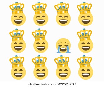 smiling faces with open mouth and crown with on crying face,concept pattern on white background,vector illustration