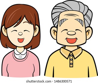 smiling faces of senior citizens, couples