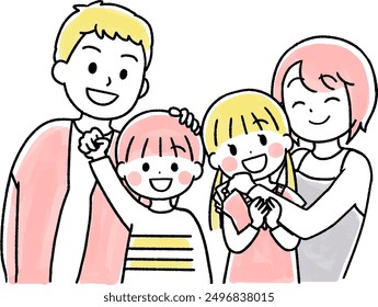 Smiling family of four icon illustration
