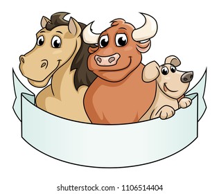 Smiling farm animals