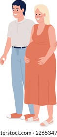 Smiling father standing with pregnant wife semi flat color vector characters. Editable figures. Full body people on white. Simple cartoon style spot illustration for web graphic design and animation