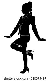 Smiling female businesswoman dancing