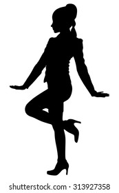 Smiling female businesswoman dancing