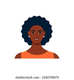 Smiling female character avatar. Flat vector illustration.
