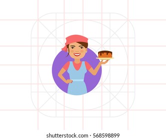 Smiling female confectioner with cake