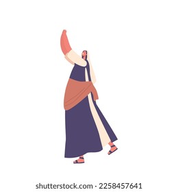 Smiling Female Dances Clapping Hands. Jewish Woman Worships Taurus Glorifying Idol. Biblical Narrative about Sin of Betrayal Isolated on White Background. Cartoon People Vector Illustration