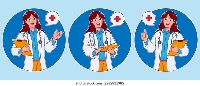 Smiling female doctor holding clipboard