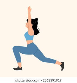 smiling female doing moon pose illustration 