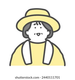 Smiling female elderly person working at a farm, senior icon