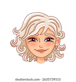 Smiling female face. Avatar. Vector illustration.