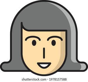 smiling female face icon flat character