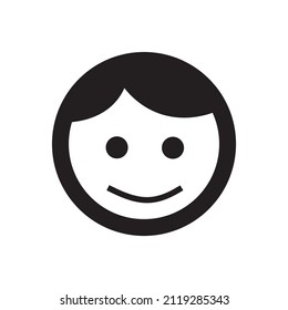 smiling female face vector icon