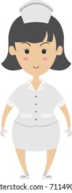 Smiling Female Nurse In A Uniform, Full Body, Cartoonist Flat Design