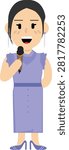 Smiling female singer holding a microphone in modern flat vector cartoon style. Ideal for music events, concerts, karaoke, entertainment, talent shows, websites, mobile apps, posters, educational materials, and creative design projects.