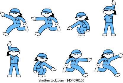 Smiling female worker pointing at (deformed)