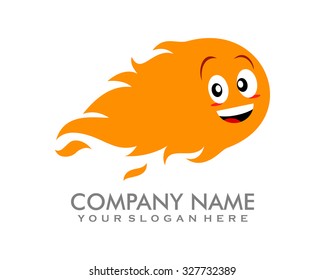 smiling fire ball cartoon character logo image icon