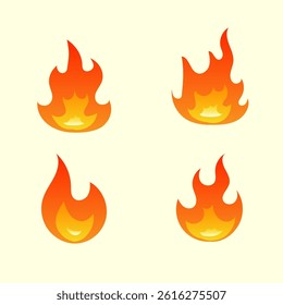 Smiling fire flame cartoon with cute animation icon vector in design for kids illustration education happy orange character graphic red energy fun safety yellow flames emotion mascot joy adorable