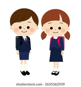 Smiling first grade boys and girls