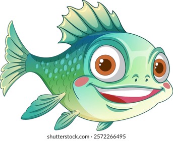 Smiling fish with big eyes and colorful scales