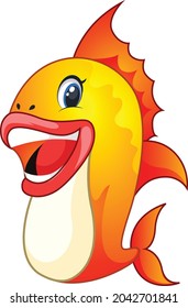 Smiling fish cartoon vector art and illustration