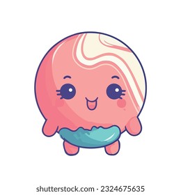 Smiling fish mascot brings cheerful over white