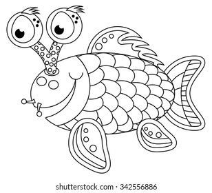 smiling fish, vector illustration
