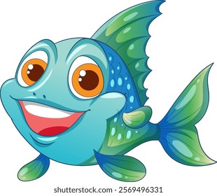 Smiling fish with vibrant colors and big eyes