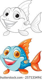 Smiling fish with vibrant colors and playful expression