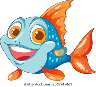 Smiling fish with vibrant orange fins