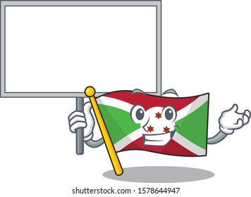 Smiling flag burundi cute cartoon style Bring board