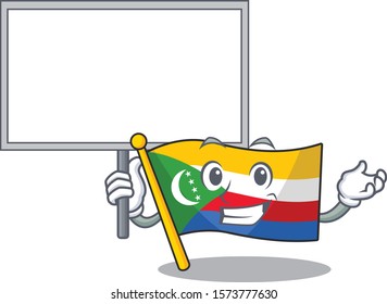 Smiling flag comoros cute cartoon style Bring board