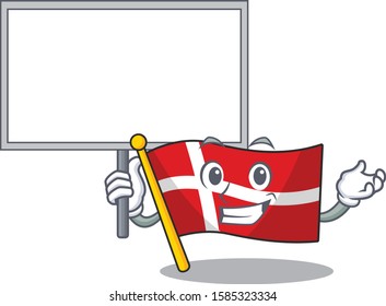 Smiling flag denmark cute cartoon style Bring board