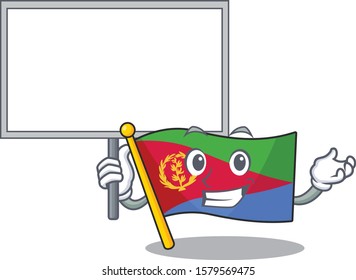 Smiling flag eritrea cute cartoon style Bring board