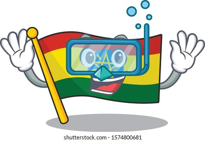 Smiling flag ethiopia cartoon character style wearing Diving glasses