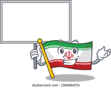Smiling flag iran cute cartoon style Bring board