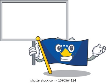 Smiling flag kosovo cute cartoon style Bring board