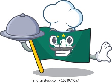 smiling flag macau as a Chef with food cartoon style design
