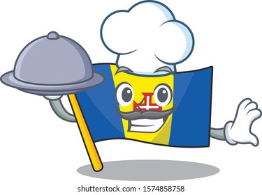 smiling flag madeira as a Chef with food cartoon style design