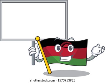 Smiling flag malawi cute cartoon style Bring board