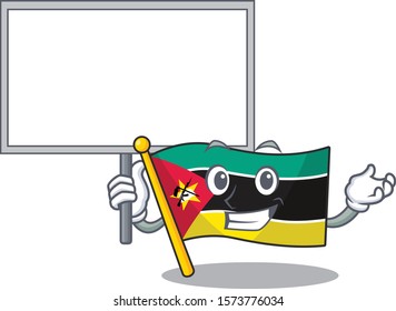 Smiling flag mozambique cute cartoon style Bring board