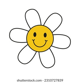 Ilustración de vectores de caracteres de flor sonriente