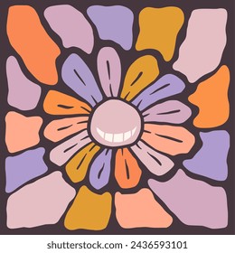 flores sonrientes formas orgánicas estilo matisse, arte naif, fondo contemporáneo. Feliz ilustración vectorial