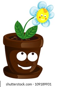 Smiling Flower pot in which grows