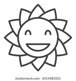 Smiling Flower vector Groovy Style concept linear icon or symbol