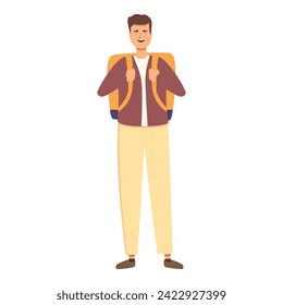 Smiling food courier icon cartoon vector. Scooter transport. Person worker