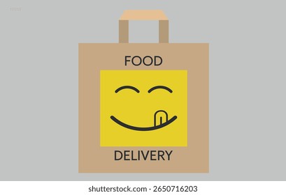 Smiling Food Delivery Bag Icon. Minimalist Vector for Delivery Services.