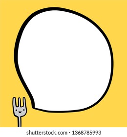 Smiling fork hand drawn illustration with speech bubble hand drawn artwork minimalism for restaurants menu