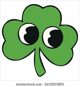 Smiling four-leaf clover character vector